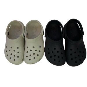 Lot of 2 Crocs Classic Clogs Kids Size 11C Black Beige